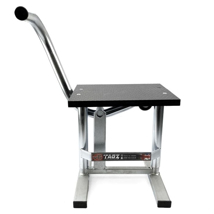 HD JACK-UP-STAND TWIN LEG v5, BRIGHT ZINC PLATE, LARGE STAND 440mm HIGH MX
