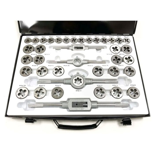 TAP AND DIE SET 110 PIECE ALLOY STEEL WITH WRENCHES - TOOLZONE