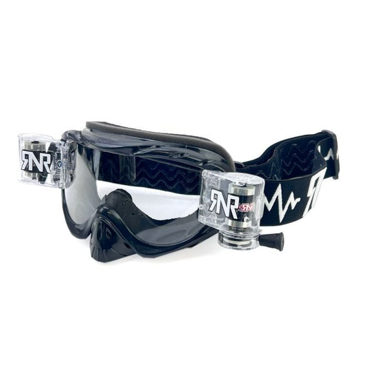 RNR HYBRID BLACK FULLY LOADED ROLL OFF, BLACK GOGGLE,, ROLL & TEAR OFF