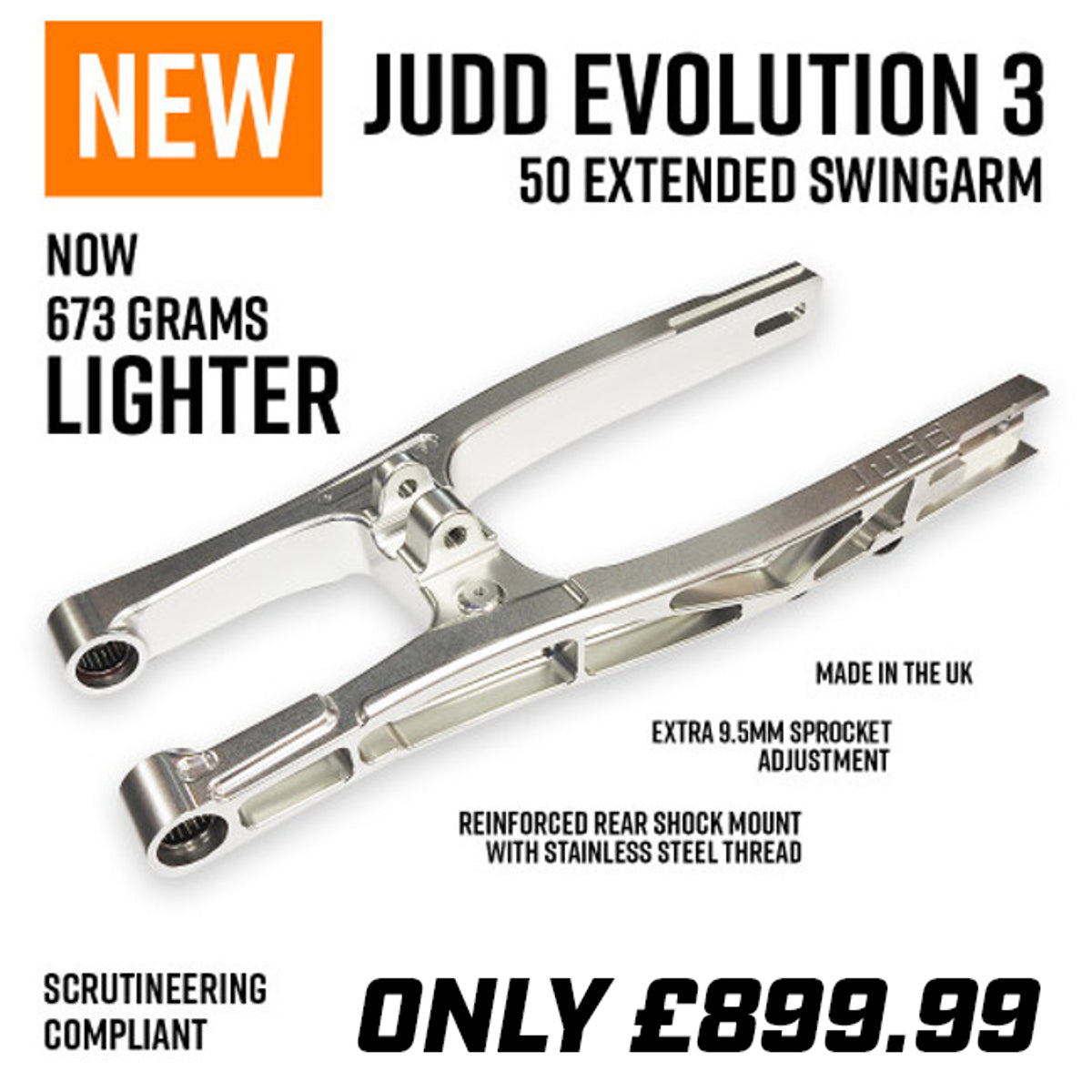 NEW! Judd | EVOLUTION 3 Aluminium Extended Swingarm | SX/TC/MC 50 | 2020-2025