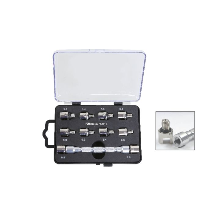Universal Wrench Set with Interchangeable Head and 10 Bits for Wheel Spokes - Beta Tools 3075/K10