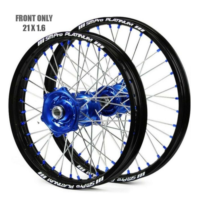 SM Pro 21x1.60 WHEEL KTM MATT BLACK/BLUE, MX-5000 MATT BLACK RIM, BLUE HUB, SP157.04.80.51.04 BLUE NIPPLES