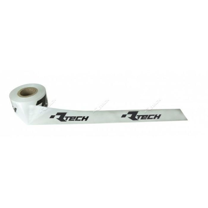 TRACK MARKER TAPE 120 MT - 1 KG WHITE + BLACK, TRACK TAPE WHITE & BLACK RTECH LOGO