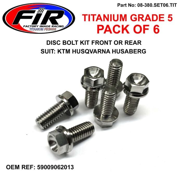 Skip to the end of the images gallery Skip to the beginning of the images gallery BOLT DISC TITANIUM FRONT OR REAR, KTM / / PACK OF 6, KTM OEM REF:59009062013 2001>2020