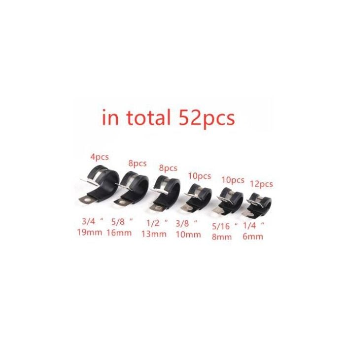 52pcs. CUSHION TUBE CLAMP KIT 6-19, HOSE BRAKE CLUCH CLAMP / P CLIP