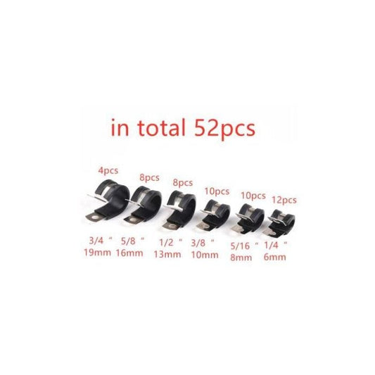 52pcs. CUSHION TUBE CLAMP KIT 6-19, HOSE BRAKE CLUCH CLAMP / P CLIP