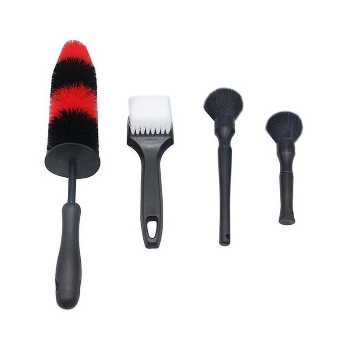 BIKE CLEANING WASHING KIT 4PC, STORNG WHEEL SPOKE BRUSHES + SOFT DETAILING BRUSHES